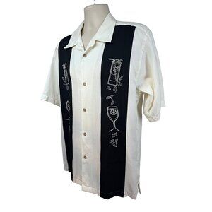 Monte Carlo Retro Rockabilly Embroidered Button Up Camp Shirt Medium Cocktails